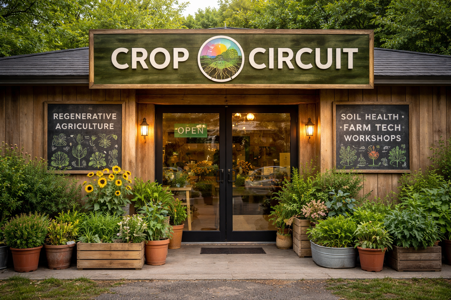 CropCircuit visual banner showing regenerative agriculture storefront